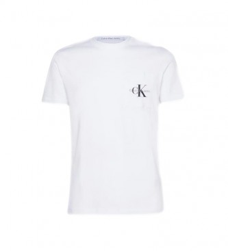 Calvin Klein Jeans Camiseta Monograma y Bolsillo blanco