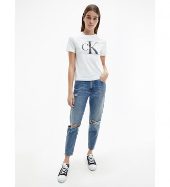 Calvin Klein T-shirt branca com cola acetinada