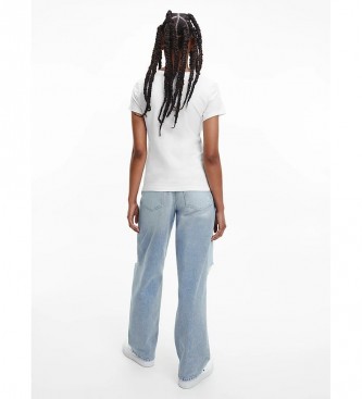 Calvin Klein Jeans Camisola em V de pescoço delgado branca