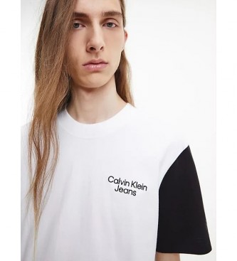 Calvin Klein Jeans T-shirt a blocchi di colore impilata bianca