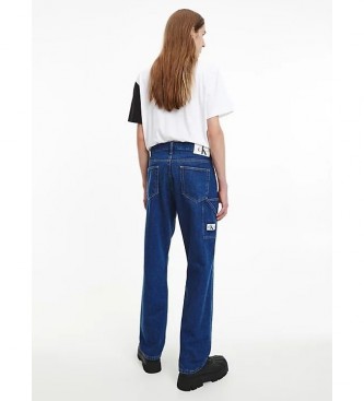 Calvin Klein Jeans T-shirt a blocchi di colore impilata bianca
