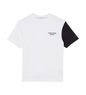 Calvin Klein Jeans T-shirt colorblock empilé blanc