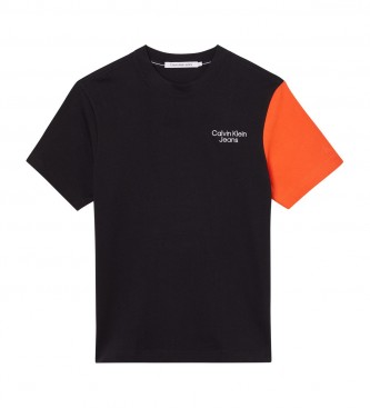 Calvin Klein T-shirt a blocchi di colore impilata nera