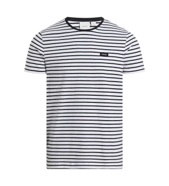 Calvin Klein T-shirt Stretch slim stripe hvid, navy