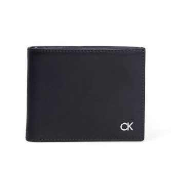 Calvin Klein Leather Caretra Metal Ck Bifold Black