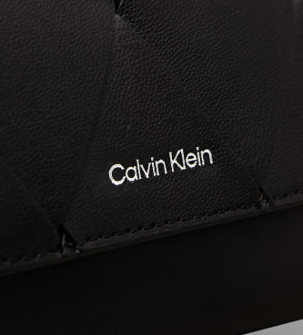 Calvin Klein Trójdzielny pleciony portfel z RFID w kolorze czarnym