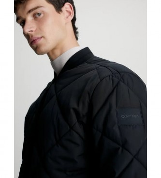 Calvin Klein Quilt Bomber Jacket zwart