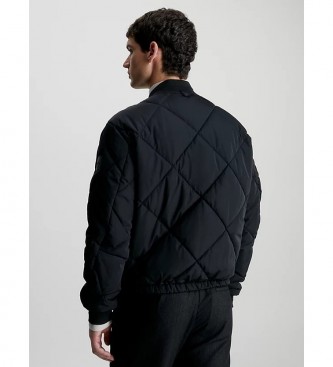 Calvin Klein Quilt Bomber Jacket zwart