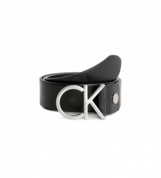 Calvin Klein Skórzany pasek Logo czarny