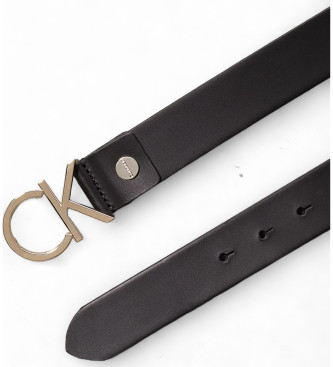 Calvin Klein Logo Belt cintura in pelle nera -ampia, 3,5-