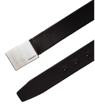 Calvin Klein Plaquette Riem leer riem zwart -breedte 3,5cm