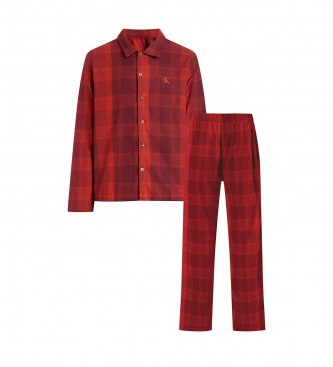 Calvin Klein Conjunto de calas de pijama de flanela vermelho