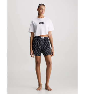 Calvin Klein Conjunto de pijama con pantalones cortos blanco, negro