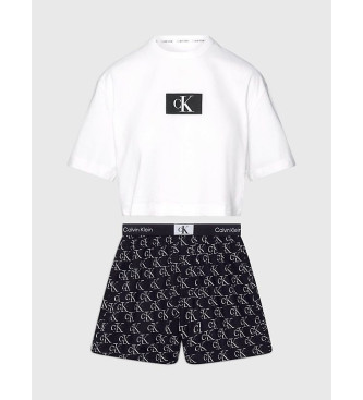 Calvin Klein Conjunto de pijama con pantalones cortos blanco, negro