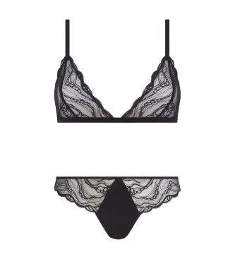 Calvin Klein Black transparent lace underwear set