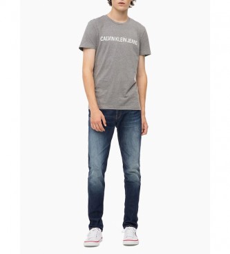 Calvin Klein T-shirt grigia slim con logo istituzionale Core