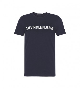 Calvin Klein T-shirt slim blu navy con logo istituzionale core