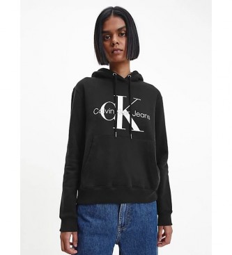 Calvin Klein Jeans Blusa de moletom com monograma central preta