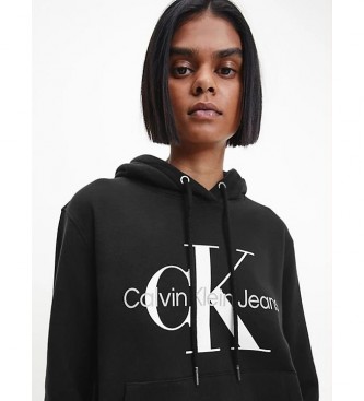 Calvin Klein Blusa de moletom com monograma central preta