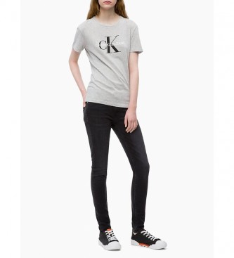 Calvin Klein T-shirt com o Logotipo do Monograma Principal Cinzento Regular Fit