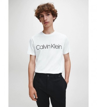 Calvin Klein T-shirt bianca in cotone con logo frontale