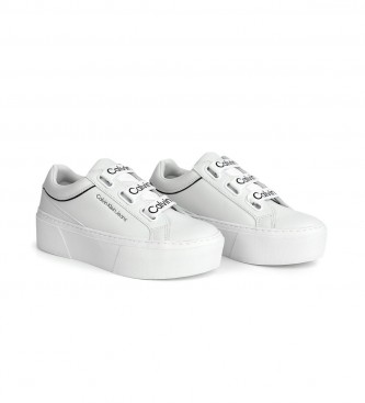 Calvin Klein Jeans White logo leather sneakers
