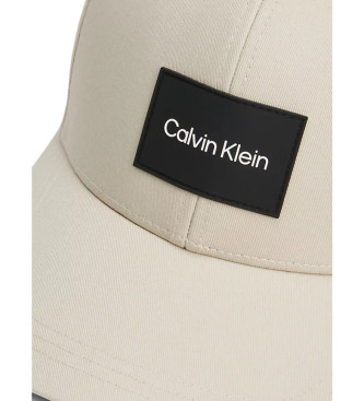 Calvin Klein Beżowa czapka z bawełnianego diagonalu