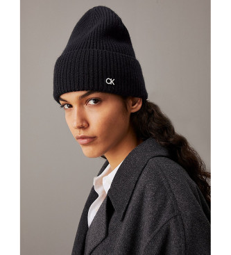 Calvin Klein Bonnet tricot en cachemire et laine mlangs noir