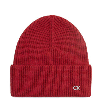 Calvin Klein Cashmere and wool blend knitted hat red