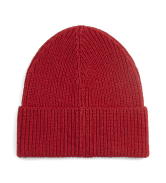 Calvin Klein Gorro de punto de mezcla de cashmere y lana rojo