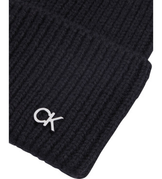 Calvin Klein Gorro de malha em mistura de caxemira e l preto