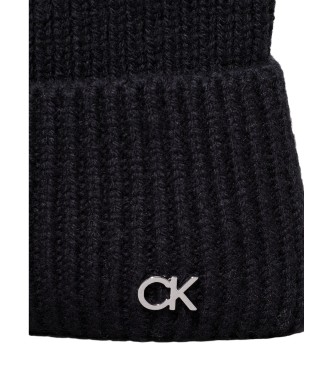 Calvin Klein Gorro de malha em mistura de caxemira e l preto