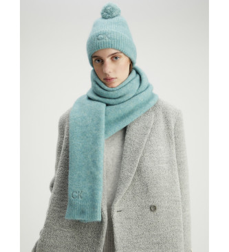 Calvin Klein Bonnet tricot doux avec pompon bleu