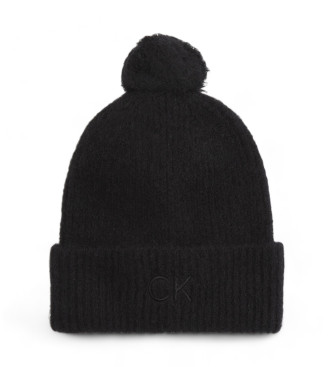 Calvin Klein Gorro de punto suave con pompn negro