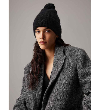 Calvin Klein Gorro de malha macia com pompom preto