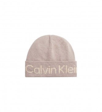 Calvin Klein Berretto tono su tono con logo inverso tortora