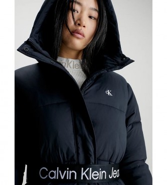 Calvin Klein Jeans Casaco de penas de nylon com cinto preto