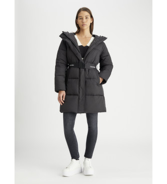 Calvin Klein Jeans Nylon feather down coat with black belt