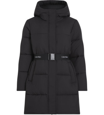 Calvin Klein Jeans Nylon feather down coat with black belt