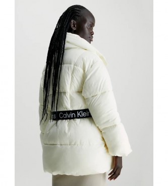 Calvin Klein Jeans Lstsiddende dunfrakke med hvidt blte