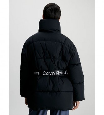 Calvin Klein Jeans Losvallende donzen mantel met riem zwart