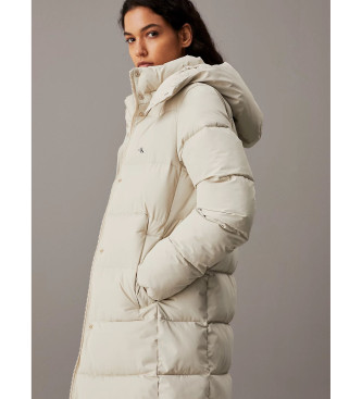 Calvin Klein Jeans Beige long hooded down coat with hood