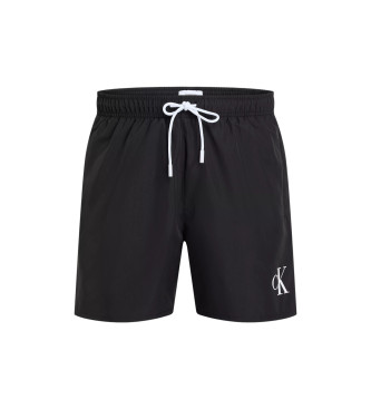 Calvin Klein Jeans Monogram mittellange Badehose mit Kordelzug schwarz