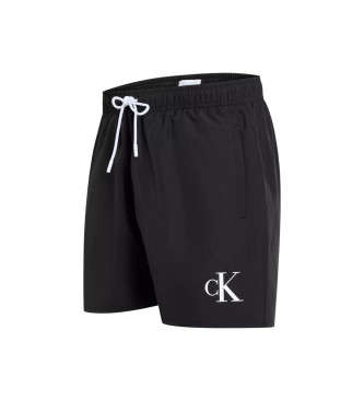 Calvin Klein Jeans Monogram mittellange Badehose mit Kordelzug schwarz