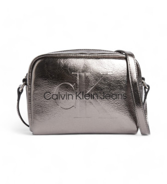 Calvin Klein Jeans Borsa a tracolla effetto metallizzato argento