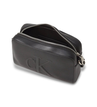 Calvin Klein Jeans Skuldertaske med logo, sort