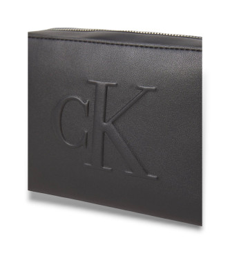 Calvin Klein Jeans Skuldertaske med logo, sort