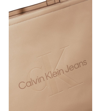 Calvin Klein Jeans Borsa tote grande sottile beige