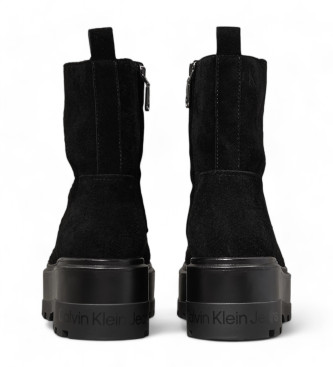 Calvin Klein Jeans Bottines en cuir noir de style militaire 