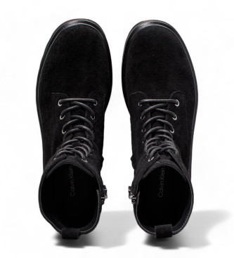 Calvin Klein Jeans Bottines en cuir noir de style militaire 